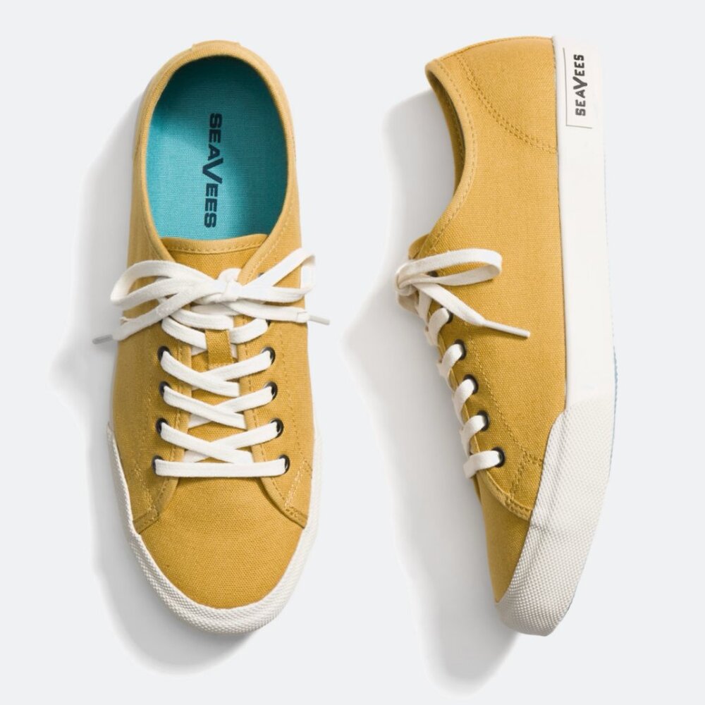 Worn Once! SeaVees Monterey Canvas Lace Up Sneaker, Sz 9, Mustard